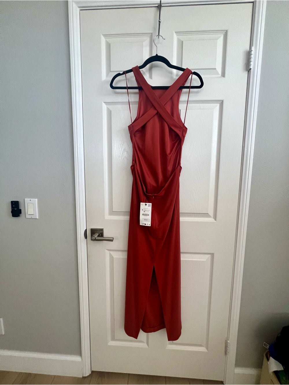 Zara Rust Red Ruched Maxi Dress - Picture 2 of 5